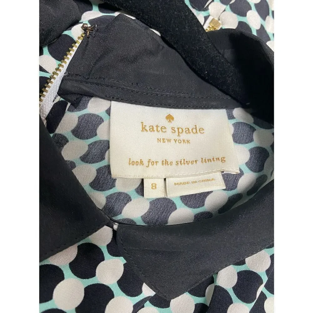 Kate Spade Black-white-Aqua Peter Pan Collar Dress Size 8